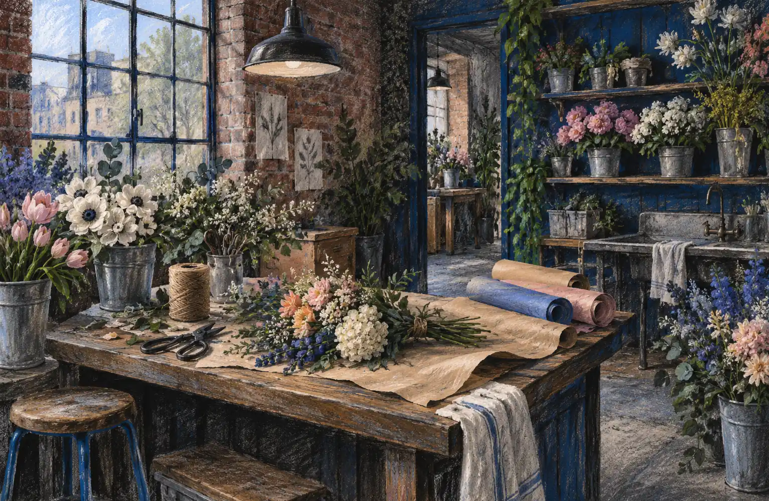 Illustration of floral businesses and their working space